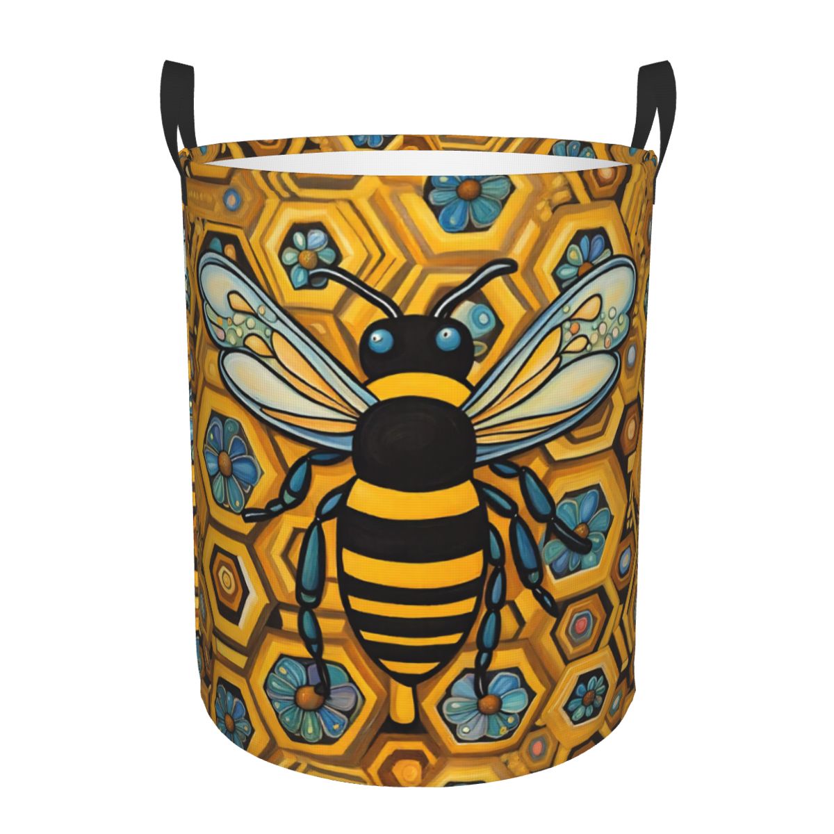 Baby Nursery Laundry Hamper - Wäschekorb mit Bienen- und Wabenmuster, zusammenklappbarer