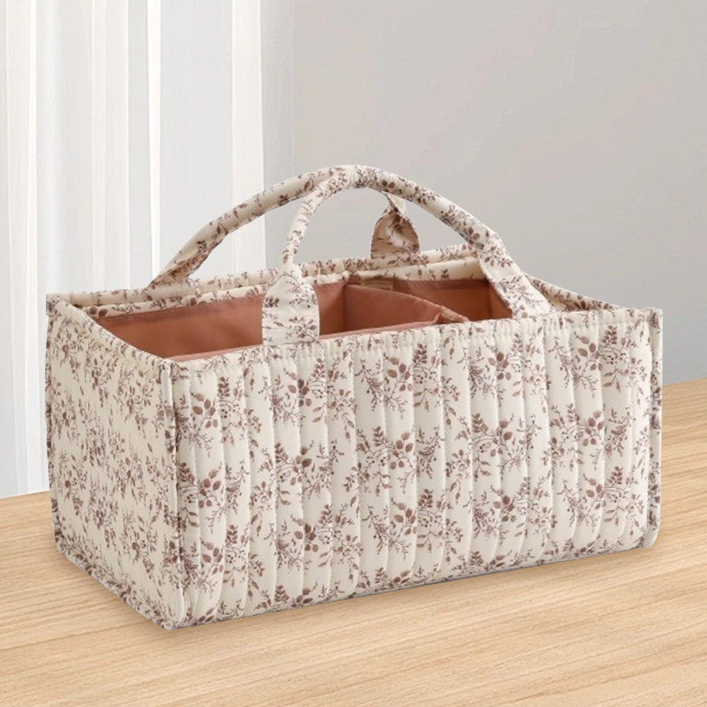 Baby Nursery Basket - Blumenmuster Aufbewahrungskorb mit Herausnehmbarem Trenner Windel-Organizer
