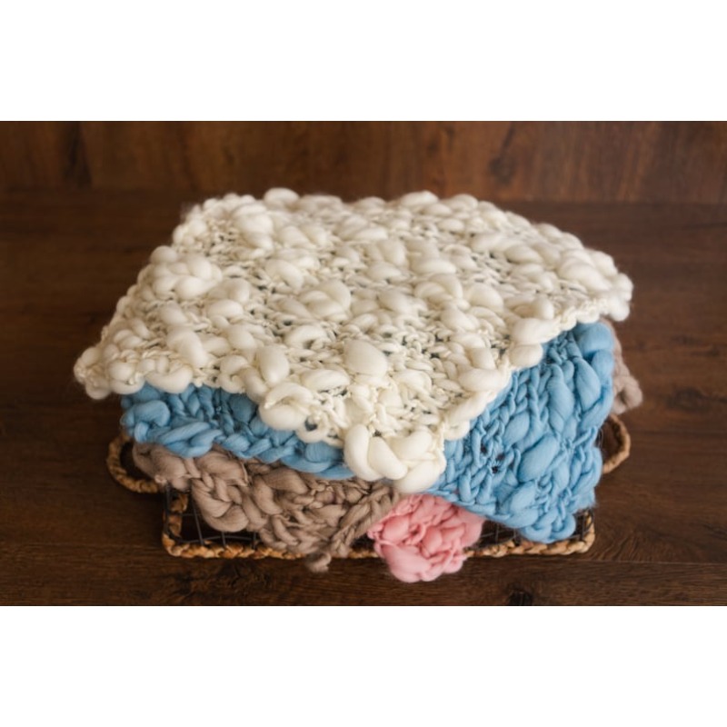 Baby Nursery Unisex - Grob gestrickte Merino-Babydecke – geflochtene Wolle,