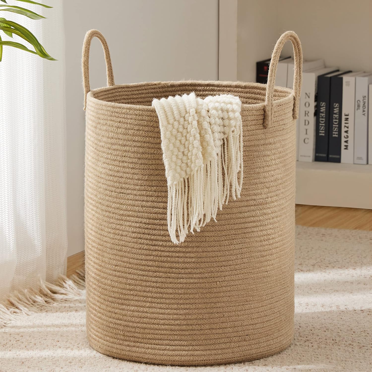 Baby Nursery Basket - Großer Aufbewahrungskorb, hoher, geflochtener, dekorativer Wäschekorb