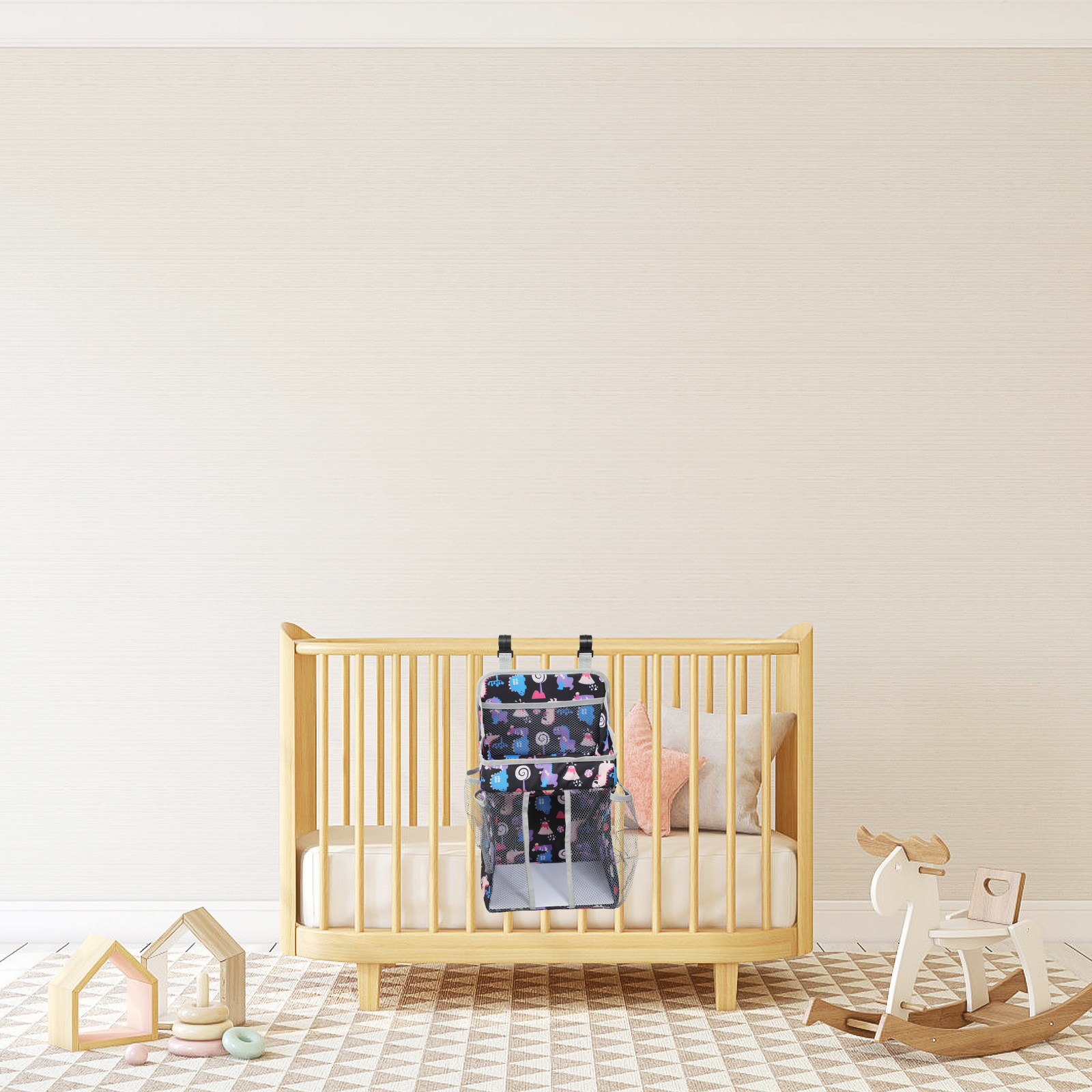 Baby Nursery Unisex - Wickeltaschen Kinderzimmer-Aufbewahrung Babybett-Organizer Hängende Windeltasche Bettorganizer