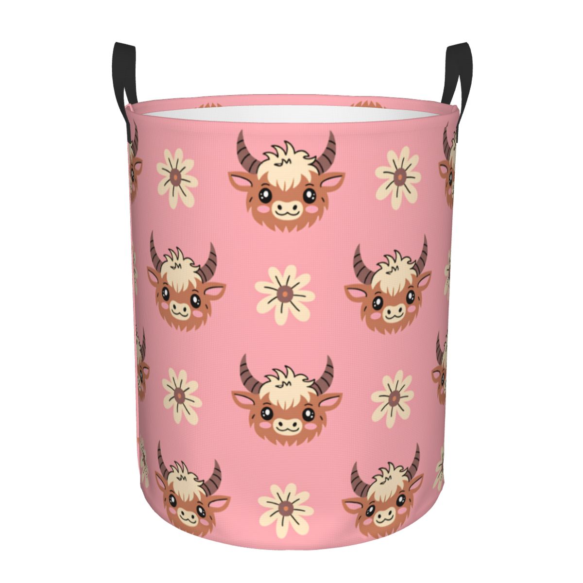 Baby Nursery Laundry Hamper - Niedlicher Wäschekorb mit Highland-Kuh-Motiv, zusammenklappbarer Wäsche-