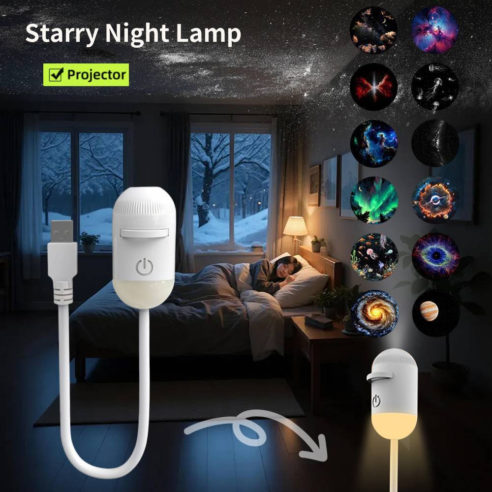 Night Light Projector Stars - Mini-Galaxie-Sternprojektor Nachtlicht Sternenhimmel Ambiente-Lampe USB Auto-Atmosphären-Projektor