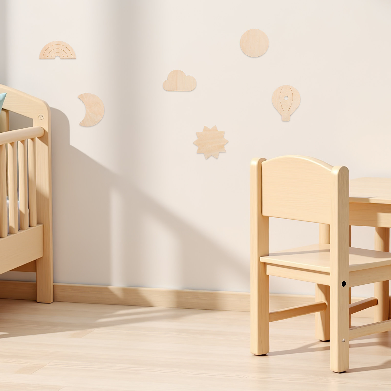 Baby Nursery Hot Air Balloon Theme - 6 Stück Holz-Wandaufkleber Himmel-Thema Kinderzimmer-Deko Heißluftballon